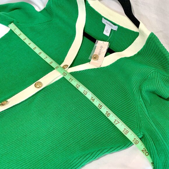 VTG Y2K Dress Barn Womens Long Sleeve Button Up Cardigan Sweater Green Sz M NWT - Picture 9 of 11